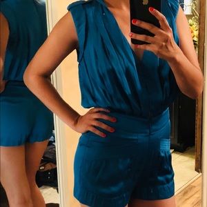 Super cute Bebe emerald/turquoise jumpsuit silky